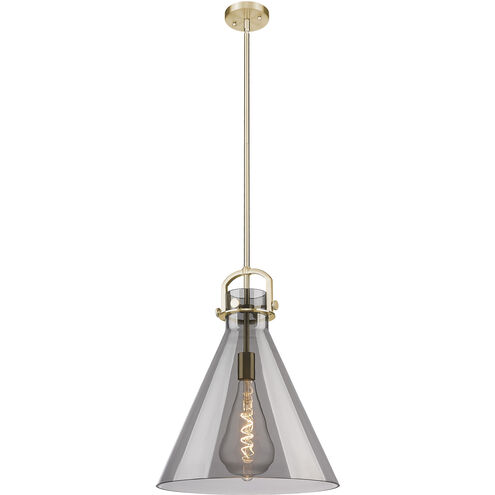 Downtown Urban Newton Cone 1 Light 16 inch Champagne Bronze Pendant Ceiling Light in Light Smoke Glass