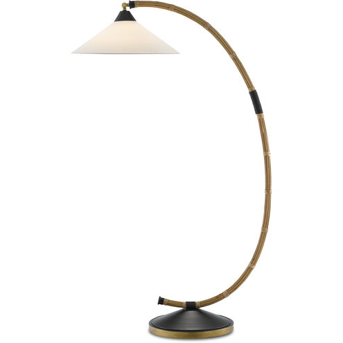Lisbon 62 inch 150.00 watt Natural/Rattan/New Brass/Satin Black Floor Lamp Portable Light