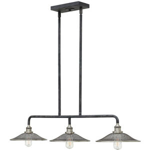 Rigby LED 30 inch Aged Zinc with Antique Nickel Indoor Linear Chandelier Ceiling Light