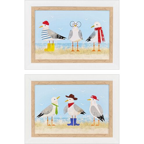 Sassy Seagull Blue and Multi and Red Framed Art