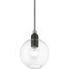 Downtown 1 Light 8 inch Black with Brushed Nickel Accents Pendant Ceiling Light, Sphere