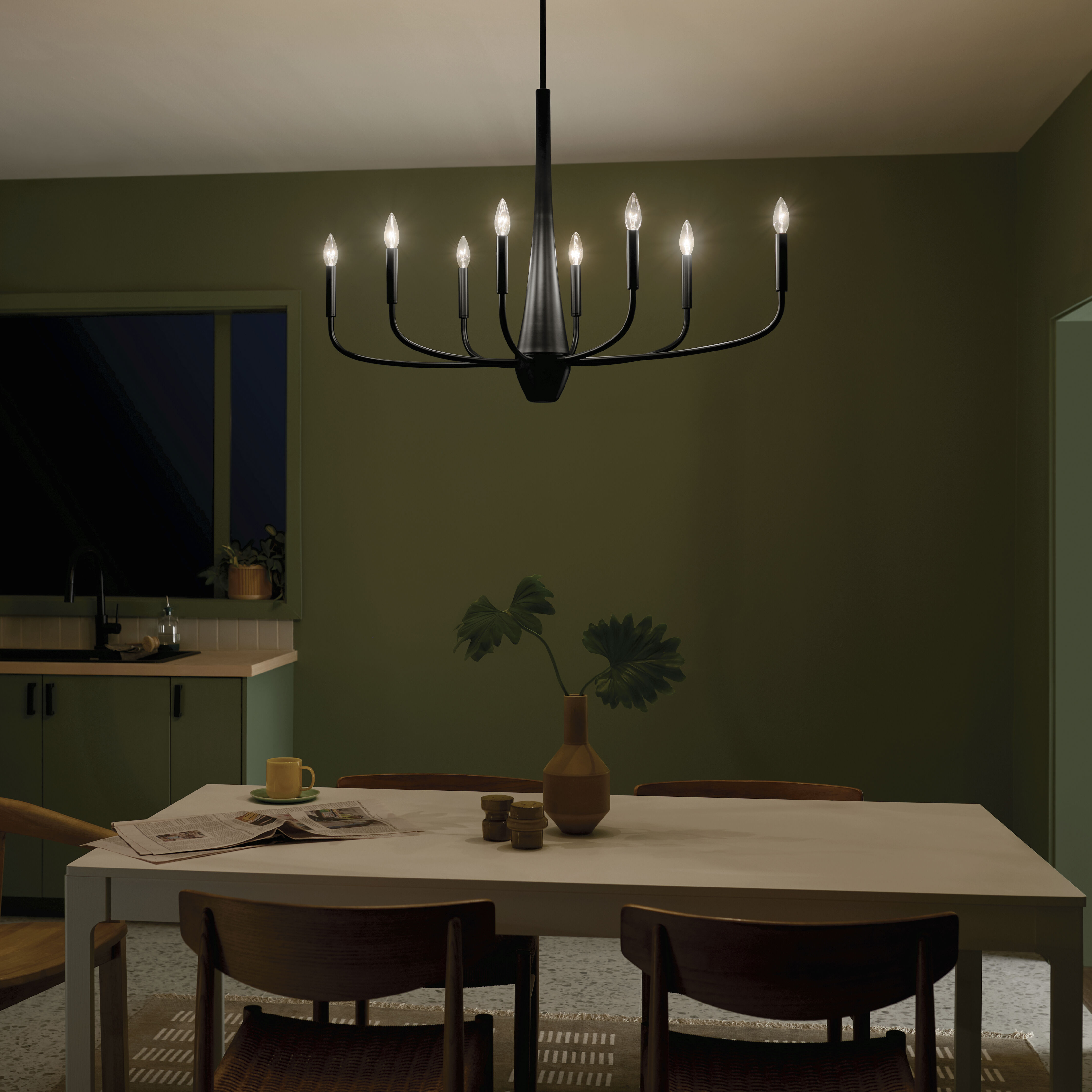 Deela LED 18.5 inch Black Oval Chandelier Ceiling Light