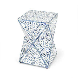 Trubadur Bone Inlay Side Table in Sky Blue and White