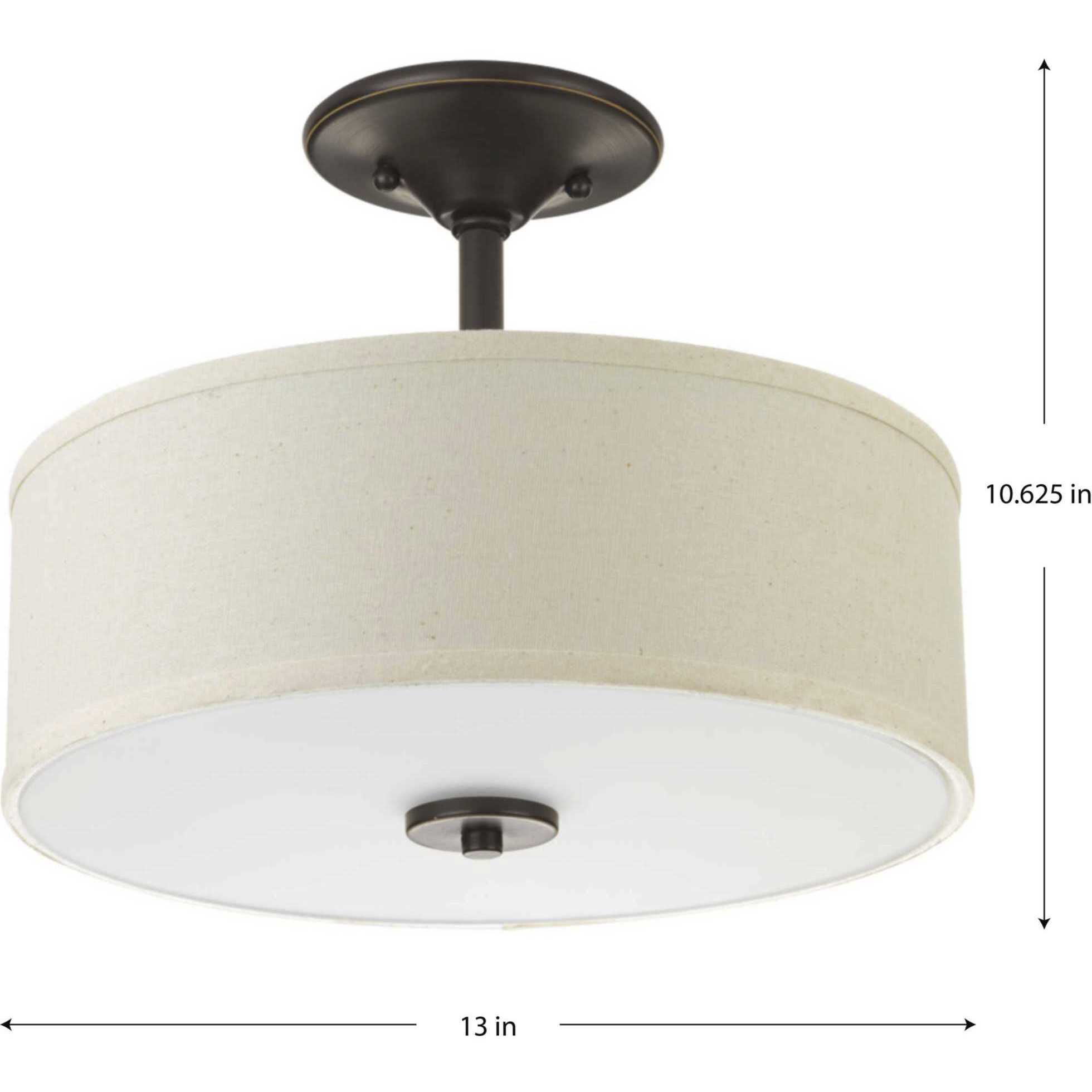 Inspire LED LED 13 inch Antique Bronze Semi-Flush Mount Ceiling Light, Progress LED