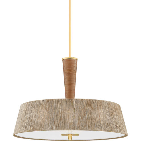 George 3 Light 30 inch Aged Brass Pendant Ceiling Light