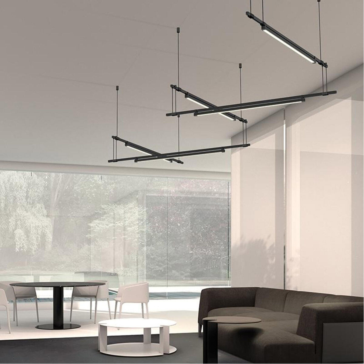 Suspenders LED 118 inch Satin Black Modular Pendant Composition Ceiling Light