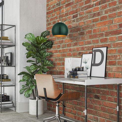 Piedmont 1 Light 10 inch Shiny Hunter Green with Polished Chrome Accents Pendant Ceiling Light