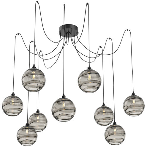 Terra 9 Light 18 inch Matte Black Swag Multi-Pendant Ceiling Light in Smoke Optic