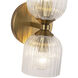 Alora Mood Nelly Wall/Vanity Light Wall Light in Brushed Gold, Clear Ribbed Glass Shade