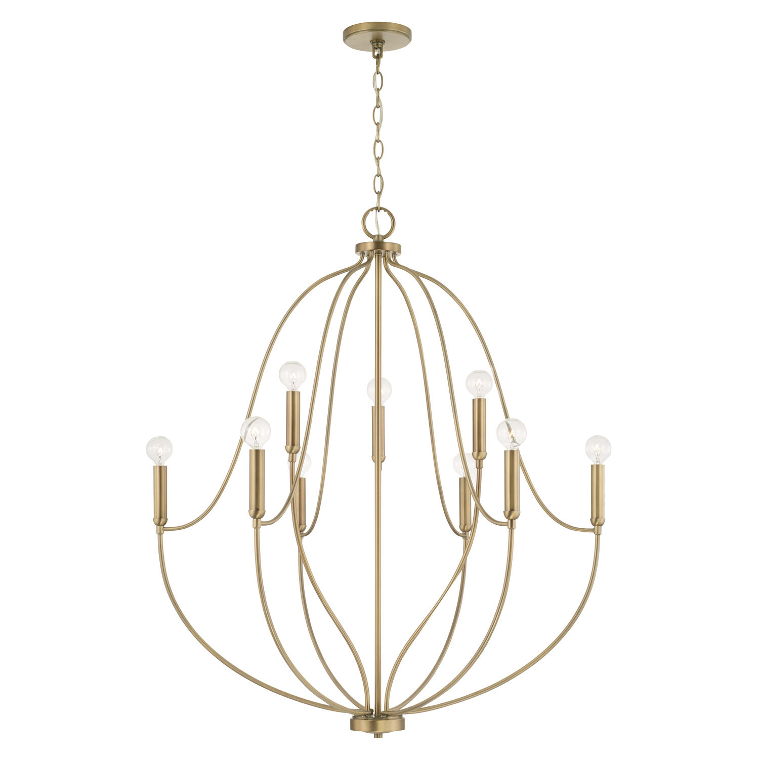 Madison 9 Light 32.5 inch Aged Brass Chandelier Ceiling Light