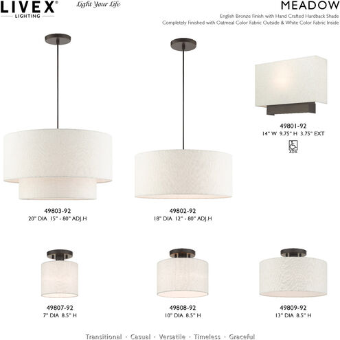 Meadow 3 Light 20 inch English Bronze Pendant Ceiling Light