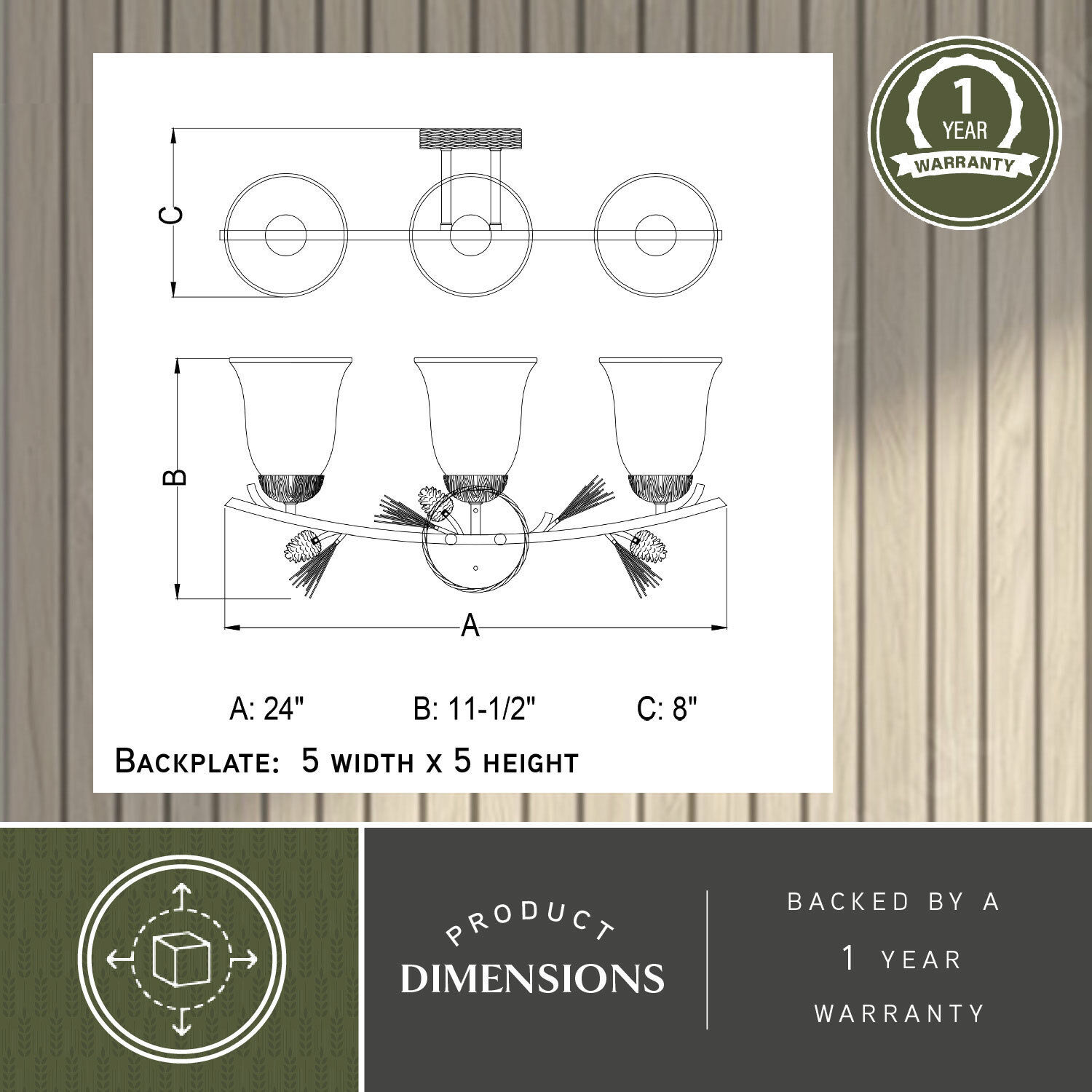 Sierra LED 24 inch Black Walnut Bathroom Light Wall Light