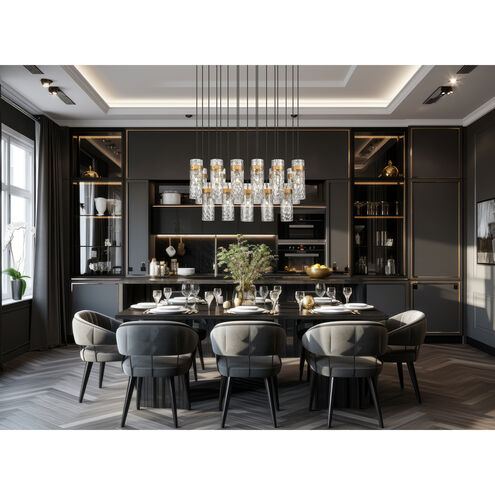 Fontaine Linear Chandelier Ceiling Light in Rubbed Brass