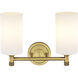 Downtown Urban Crown Point 2 Light 13.88 inch Brushed Brass Bath Vanity Light Wall Light in Matte White