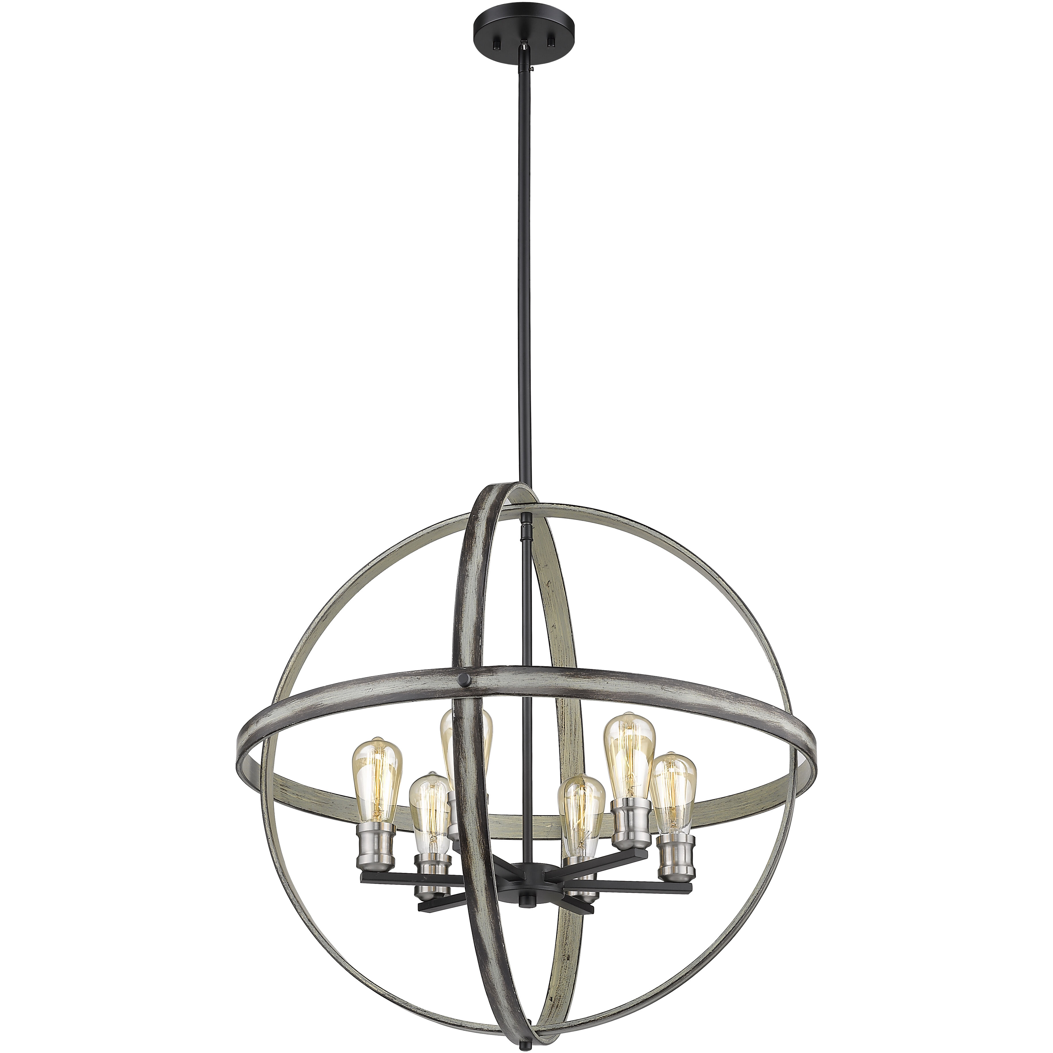 Kirkland 6 Light 26 inch Ashen Barnboard Chandelier Ceiling Light