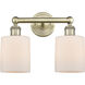 Cobbleskill 2 Light 14 inch Antique Brass and Matte White Bath Vanity Light Wall Light