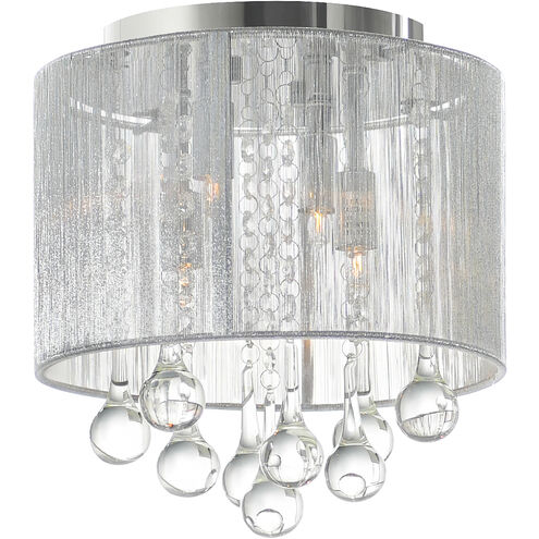 Water Drop 4 Light 10 inch Chrome Drum Shade Flush Mount Ceiling Light in Silver