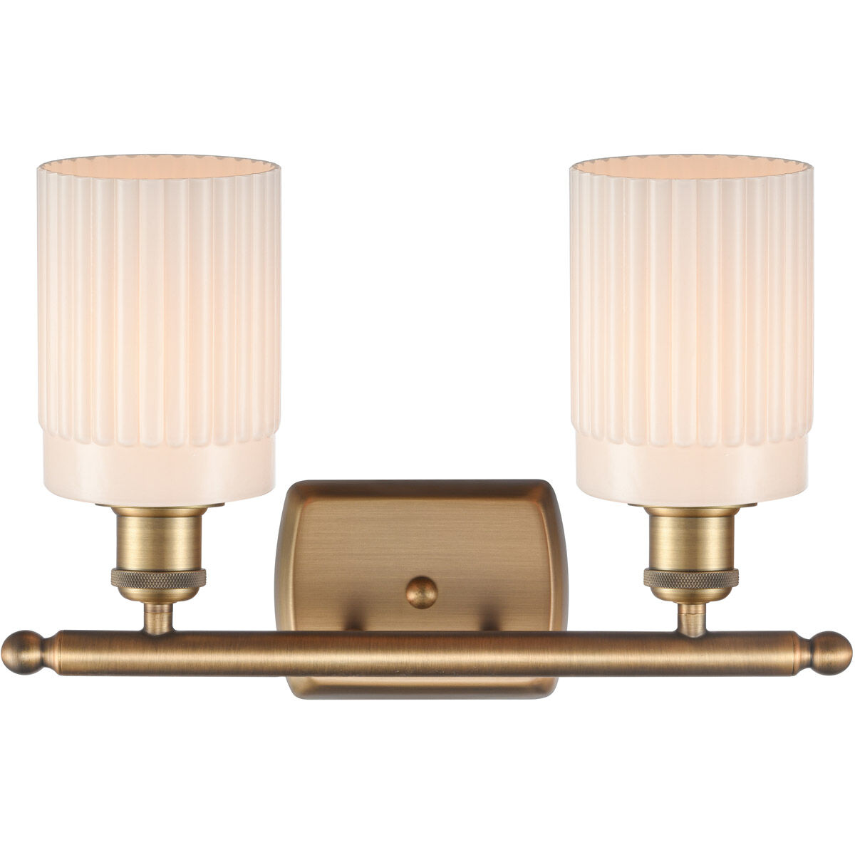 Ballston Hadley 2 Light 16 inch Brushed Brass Bath Vanity Light Wall Light in Matte White Glass, Ballston