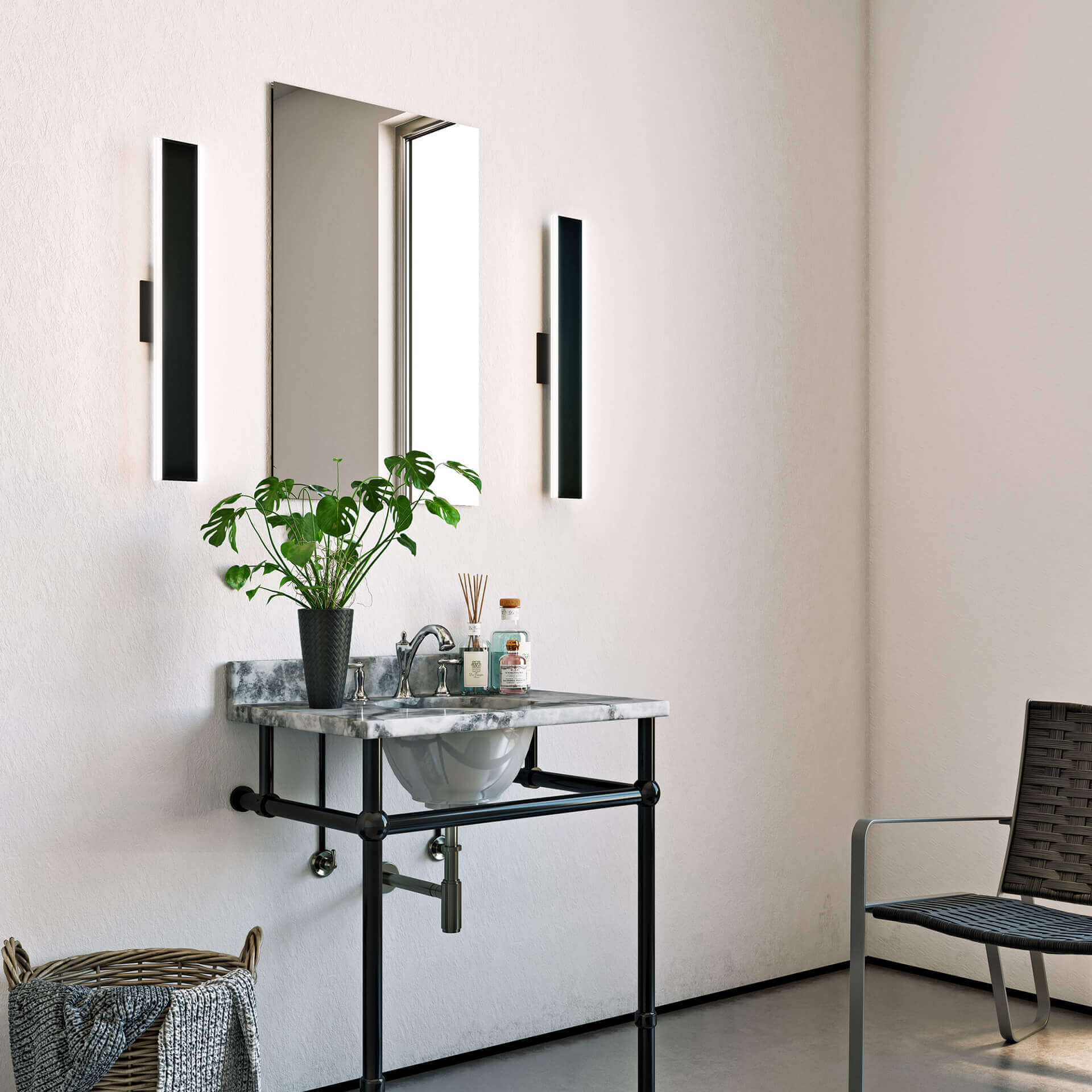 Gemini LED 26 inch Black Vanity Light Wall Light, Indoor