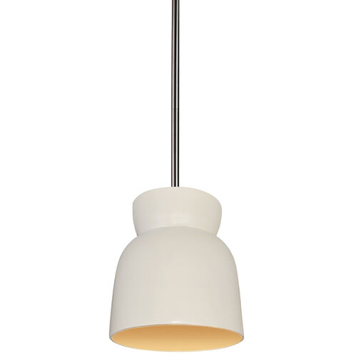 Radiance Collection 1 Light 8 inch Matte White and Champagne Gold with Brushed Nickel Pendant Ceiling Light