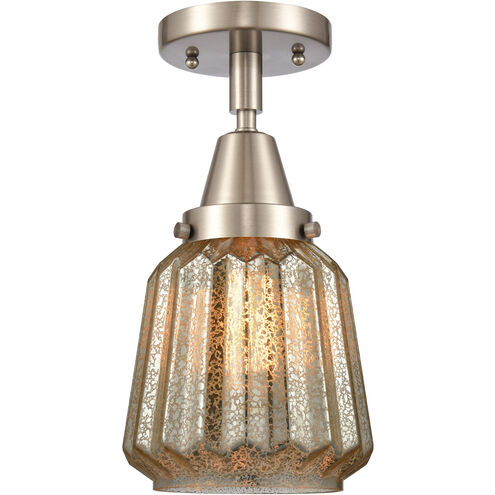 Franklin Restoration Chatham LED 6 inch Brushed Satin Nickel Flush Mount Ceiling Light in Mercury Glass