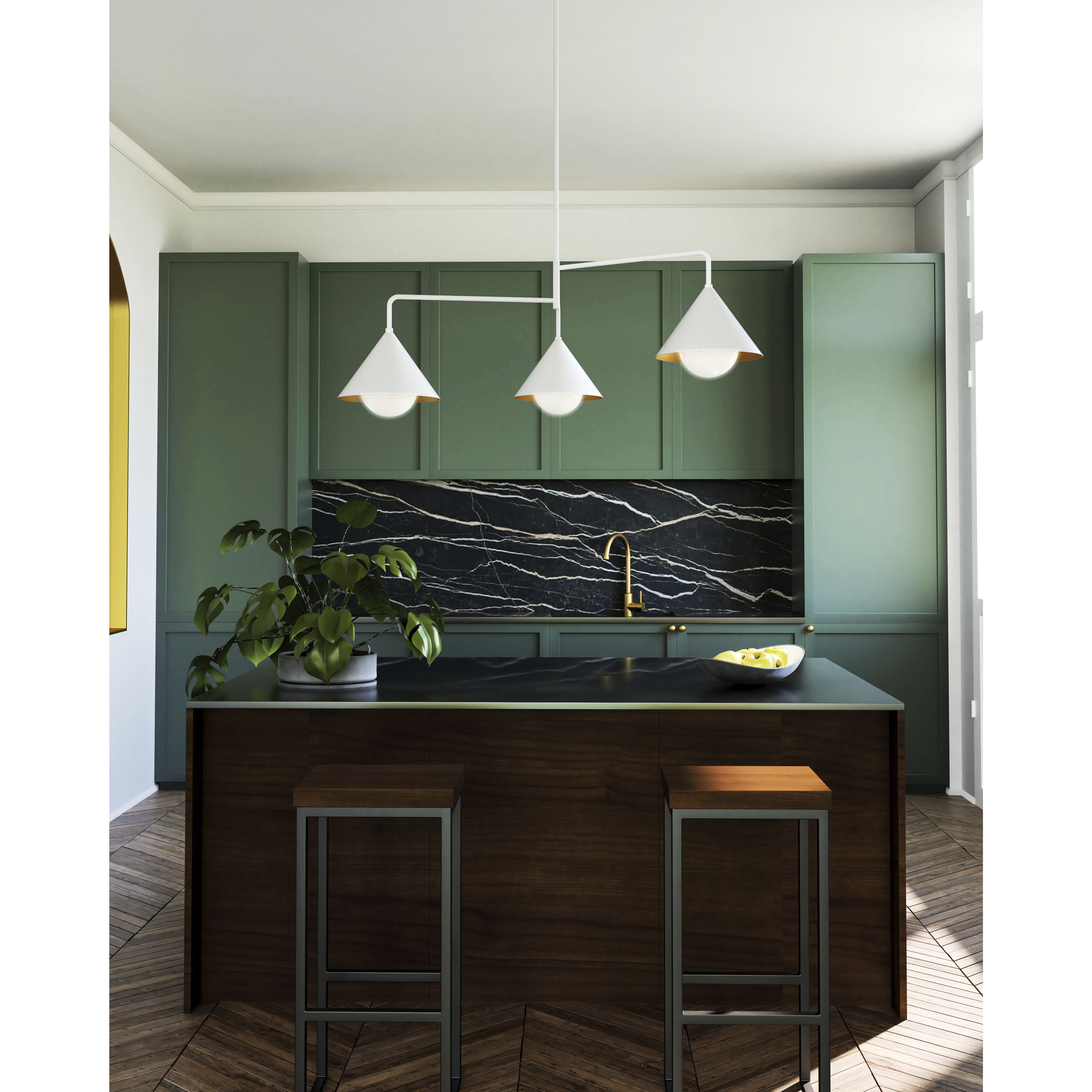 Alora Mood Remy 3 Light 38 inch White/Opal Glass Chandelier Ceiling Light