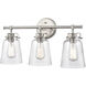 Amberose 3 Light 23 inch Brushed Nickel Bathroom Vanity Light Wall Light