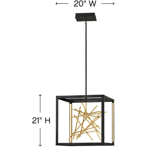 Styx LED 20 inch Black with Gilded Gold Indoor Pendant Ceiling Light