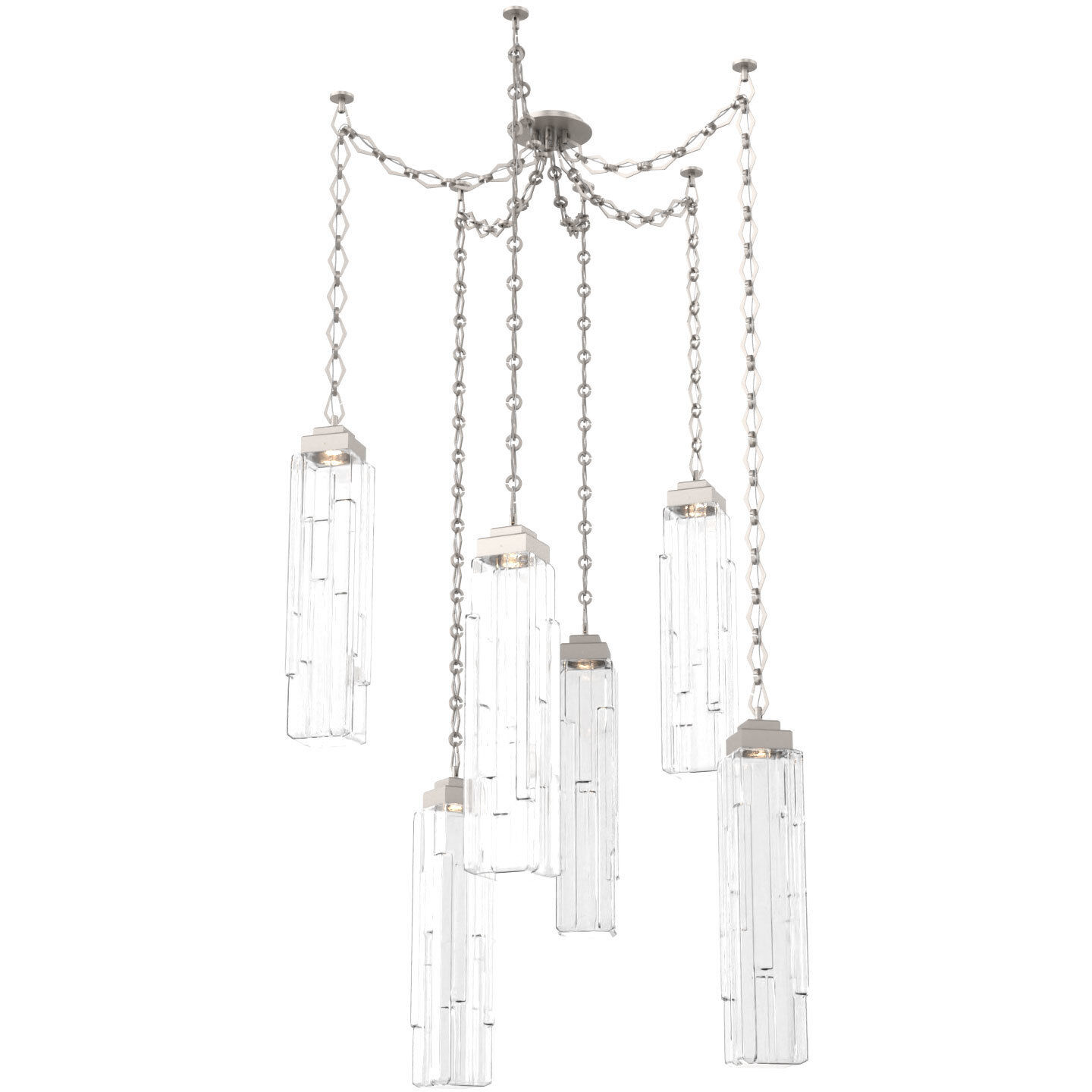 Ledgestone LED 13.5 inch Beige Silver Swag Multi-Pendant Ceiling Light in 3000K LED, Diamond Chain