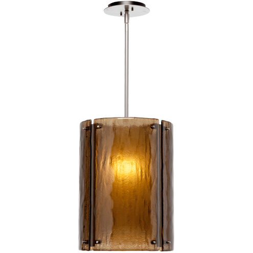 Textured Glass LED 12.4 inch Graphite Pendant Ceiling Light in Rimelight Frosted, 2700K LED, Oversized