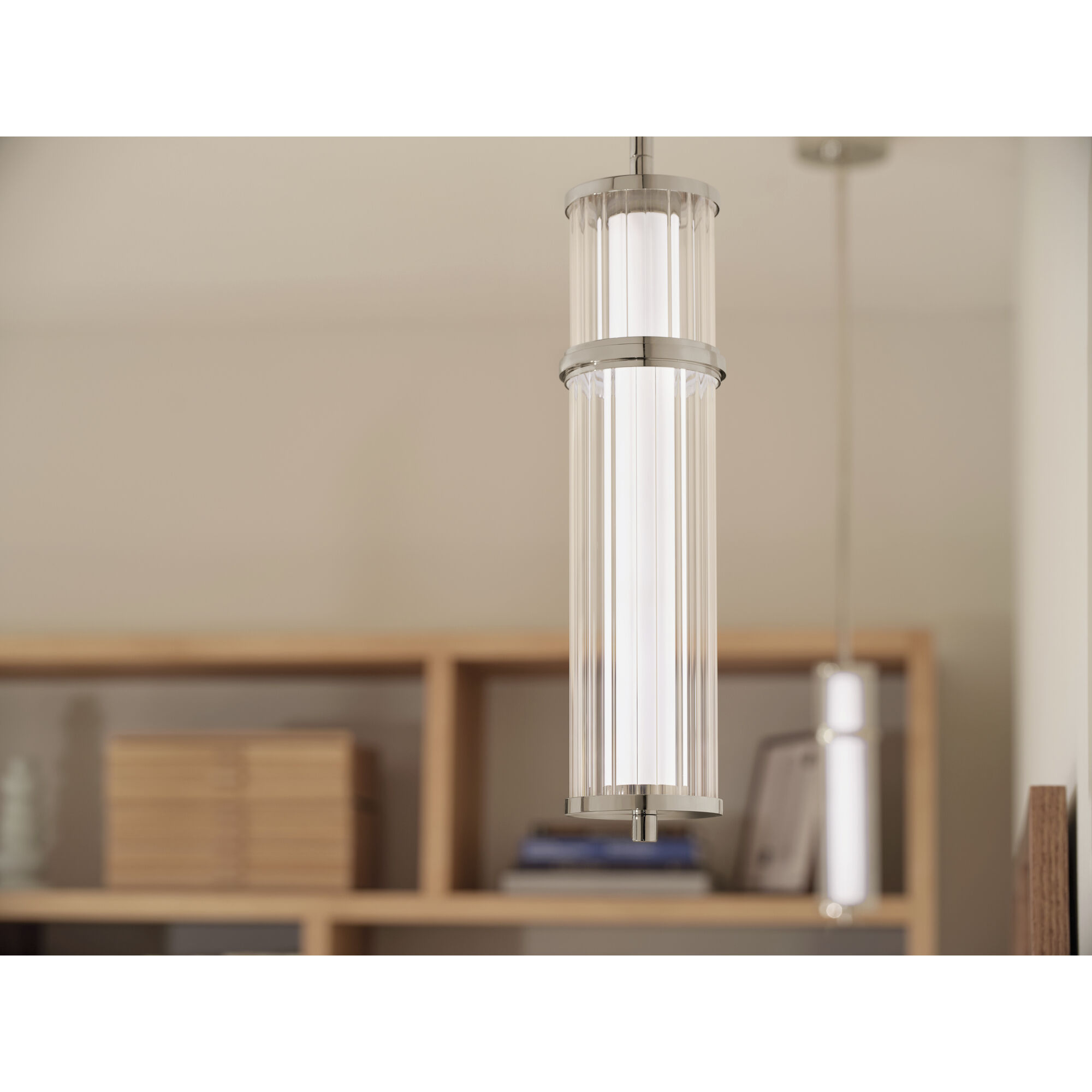 Riven LED Polished Nickel Mini Pendant Ceiling Light