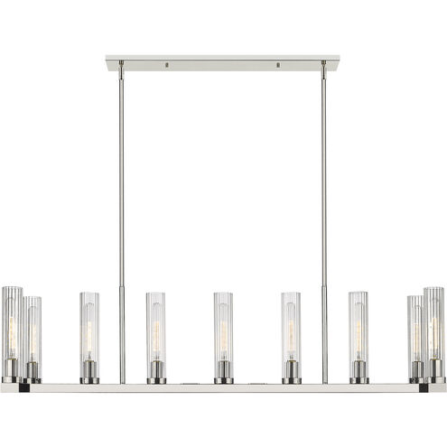 Beau 9 Light 56 inch Polished Nickel Linear Chandelier Ceiling Light