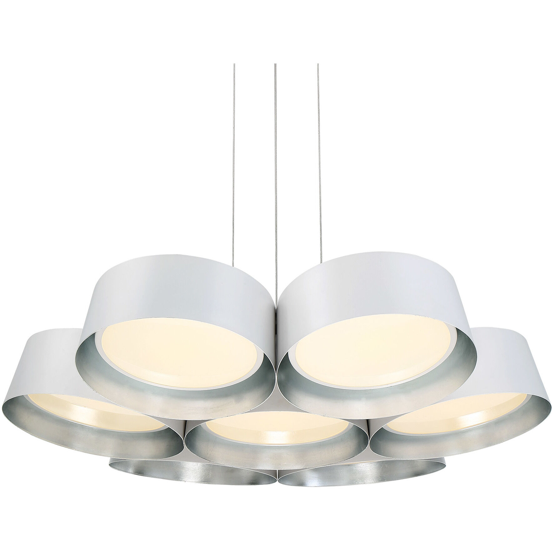 Marimba LED 34 inch White Silver Leaf Chandelier Ceiling Light in 34in.