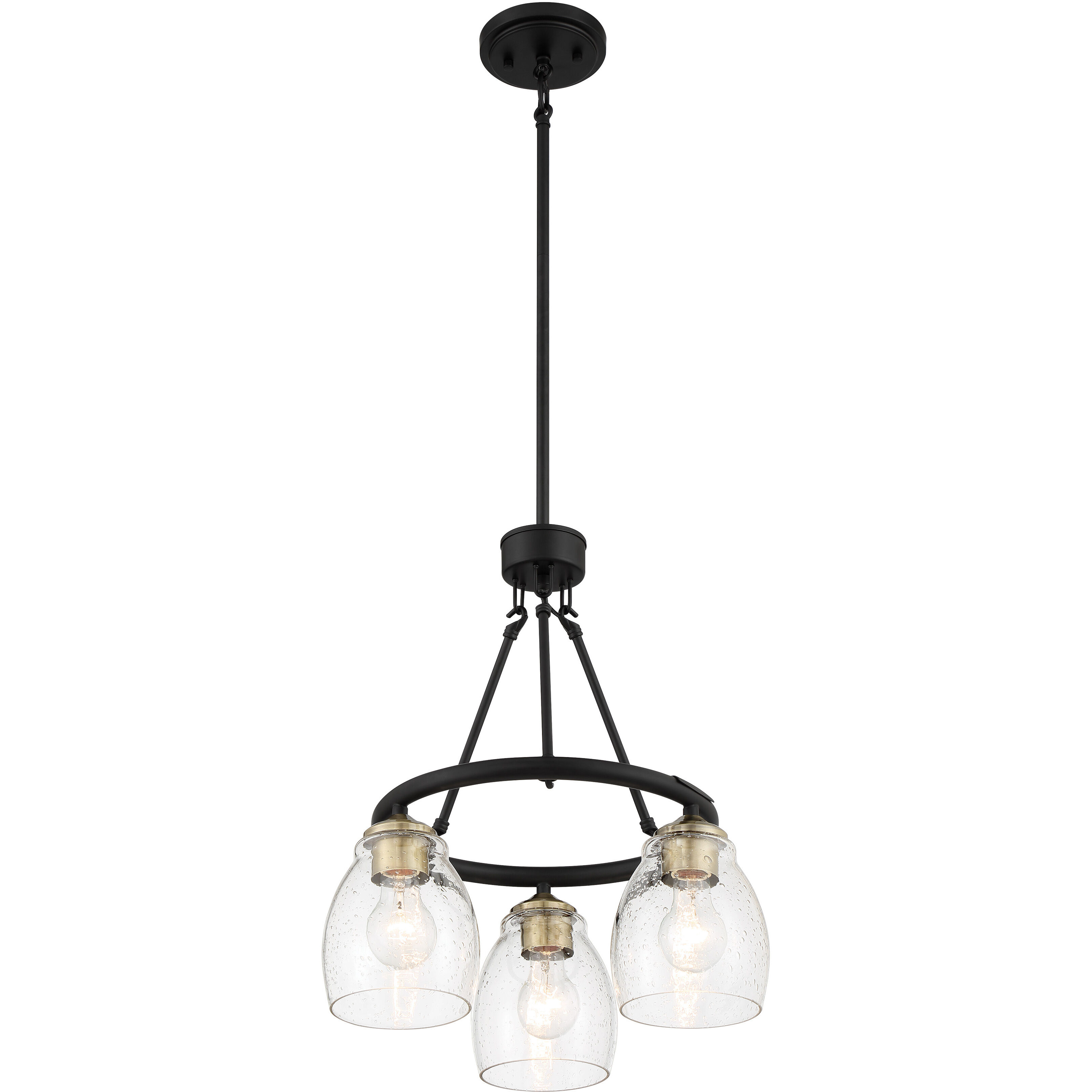 Winsley 3 Light 17 inch Coal And Stained Brass Chandelier Ceiling Light in Coal/Stained Brass