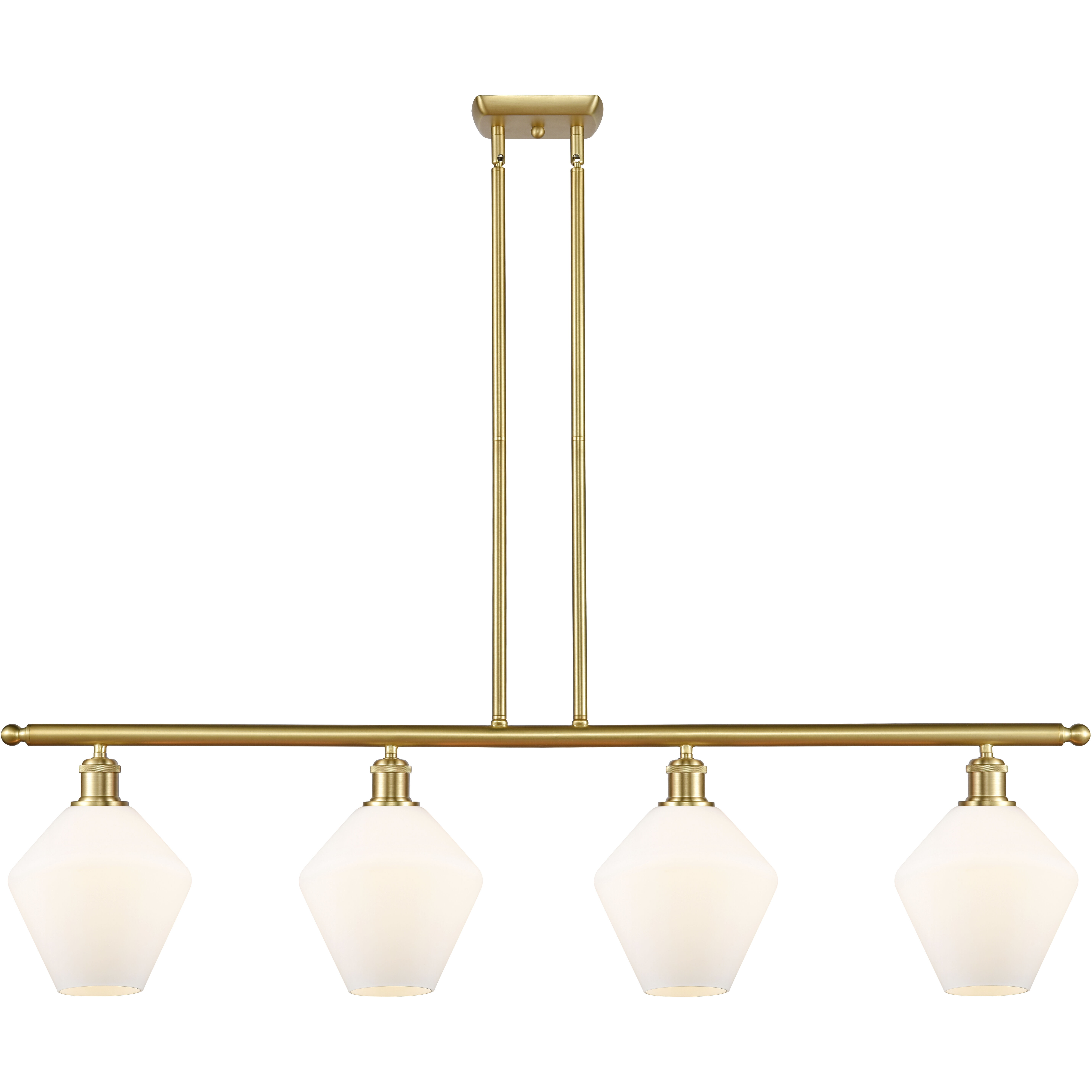 Ballston Cindyrella 4 Light 48 inch Satin Gold Island Light Ceiling Light in Incandescent, Matte White Glass