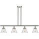 Ballston Large Cone 4 Light 48 inch Brushed Satin Nickel Island Light Ceiling Light in Seedy Glass, Ballston