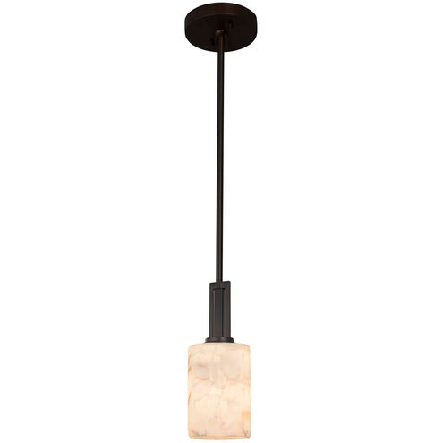 Alabaster Rocks LED 4 inch Brushed Nickel Pendant Ceiling Light in 700 Lm LED, Cylinder with Flat Rim