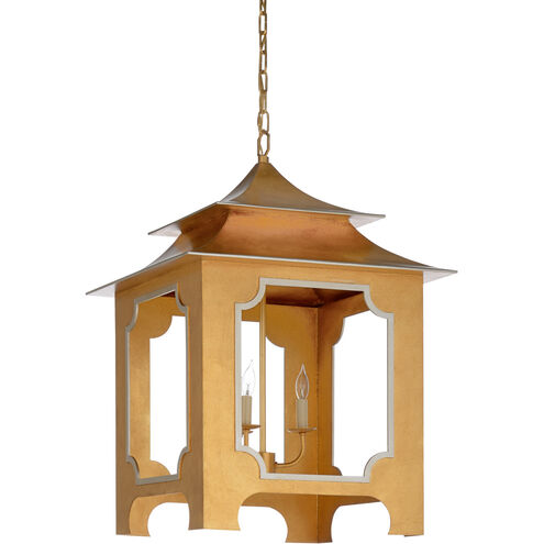 Claire Bell 3 Light 22 inch Antique Gold Leaf/Silver Lantern Pendant Ceiling Light