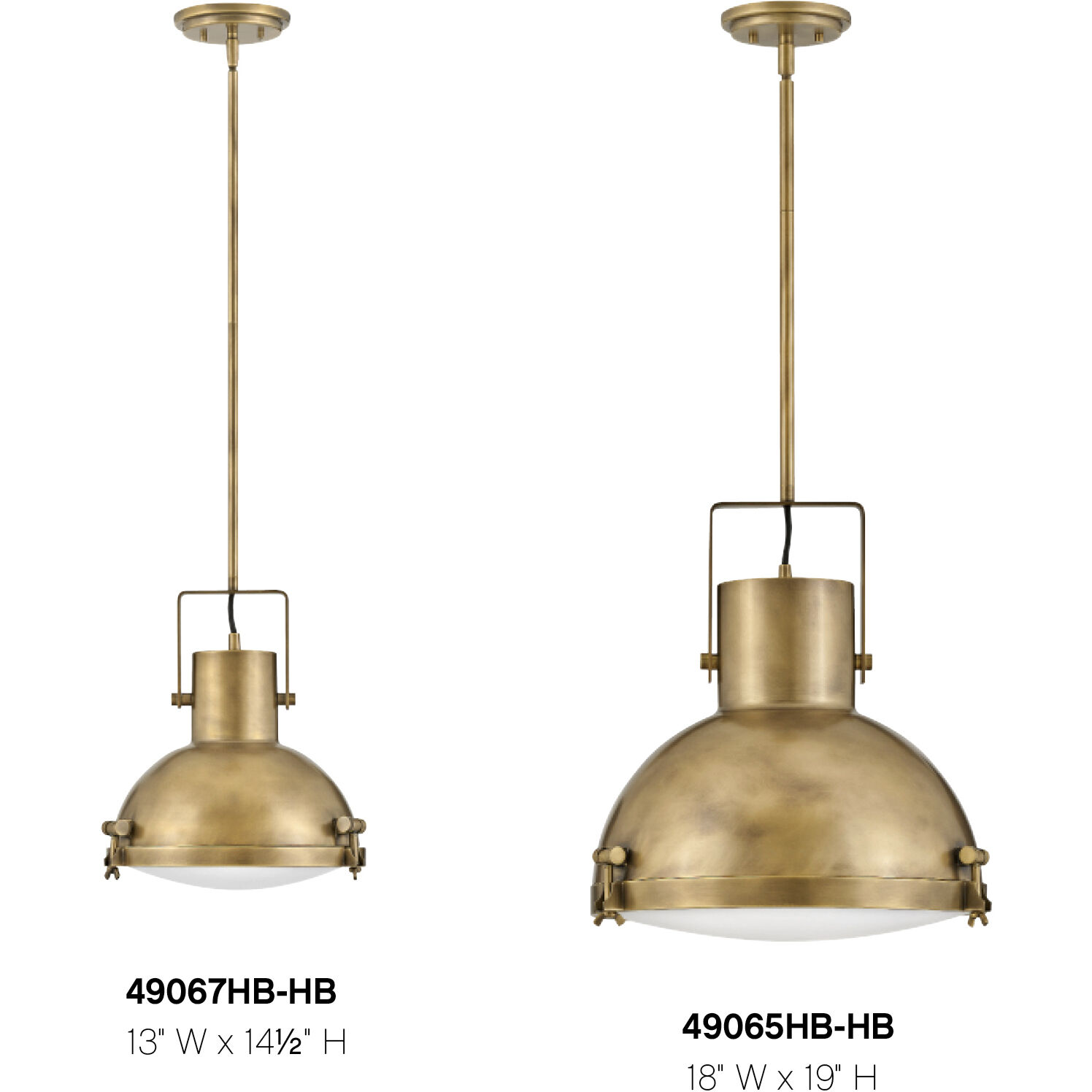 Nautique 1 Light 13 inch Heritage Brass Indoor Pendant Ceiling Light in White