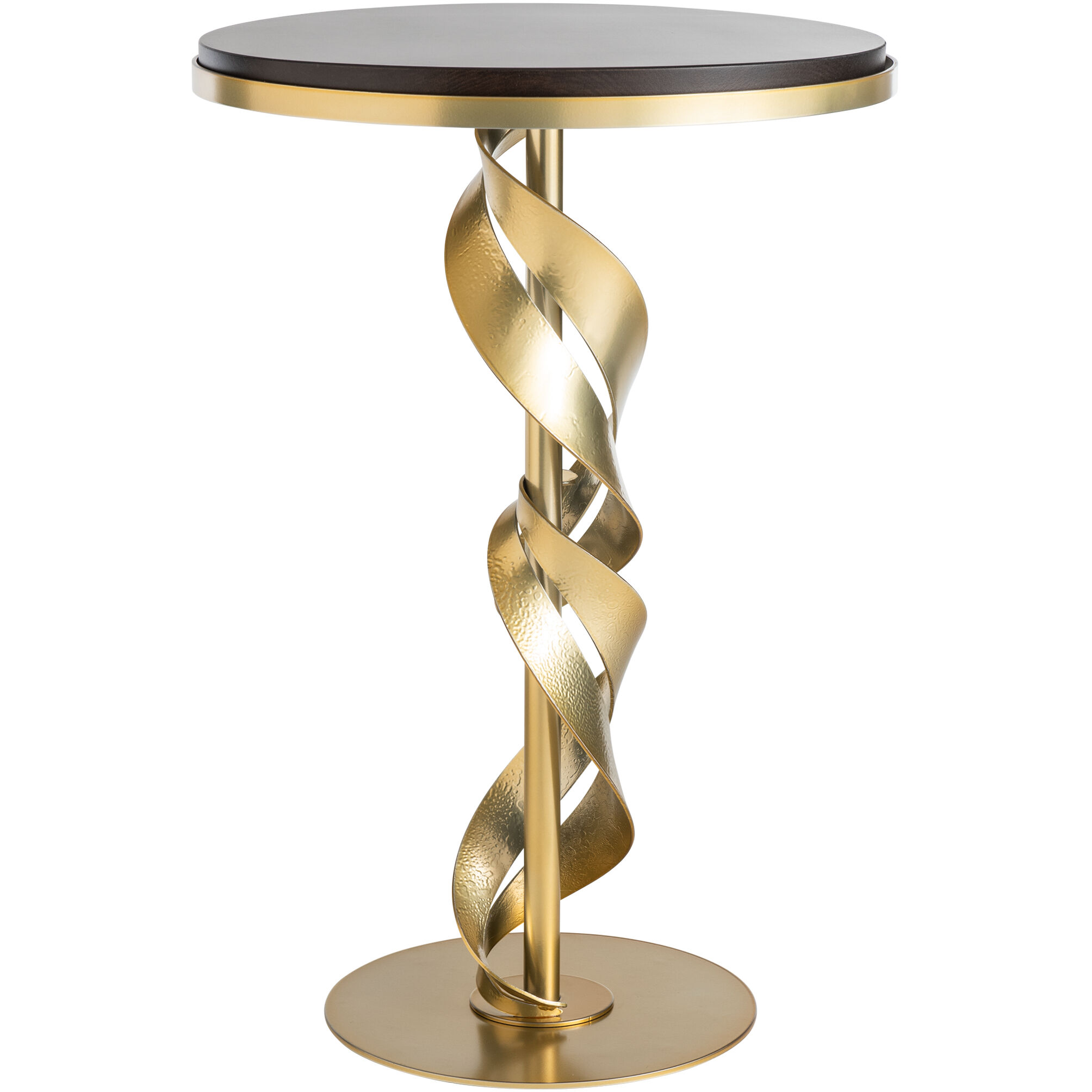 Folio 18.4 inch Modern Brass Accent Table in Maple Espresso, Wood Top