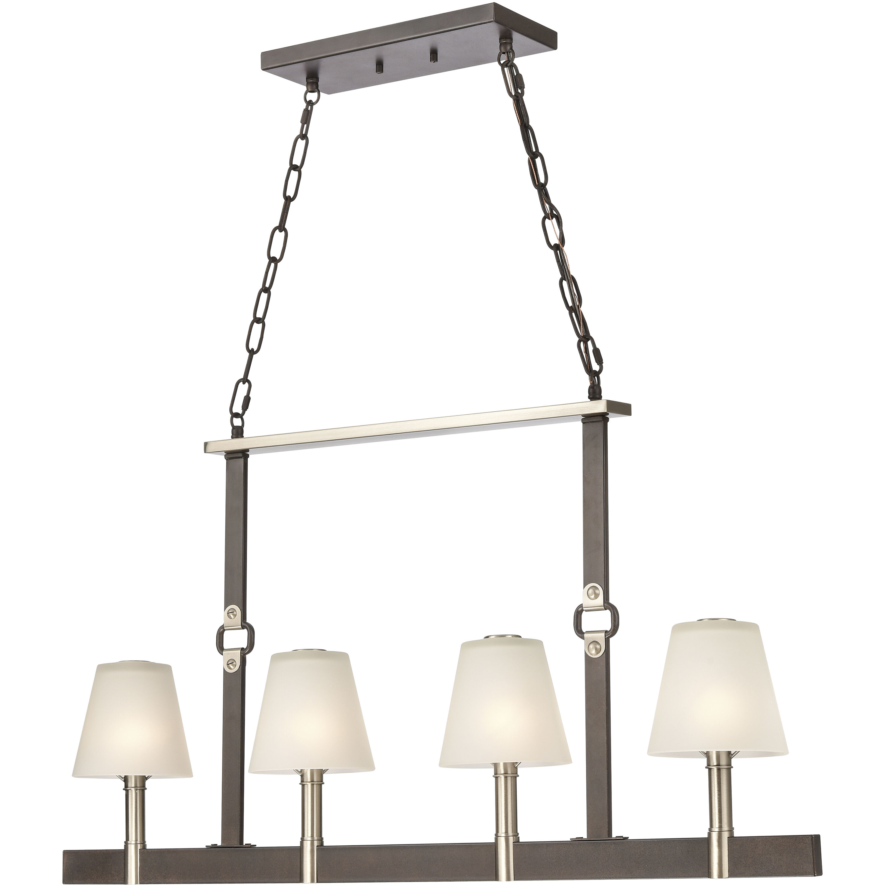 Armstrong Grove 4 Light 36 inch Charcoal with Satin Nickel Linear Chandelier Ceiling Light