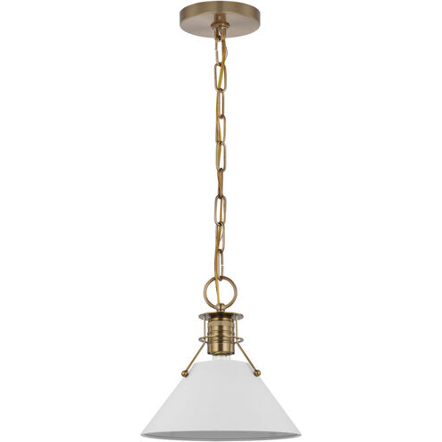 Outpost 1 Light 17 inch Matte White/Burnished Brass Pendant Ceiling Light