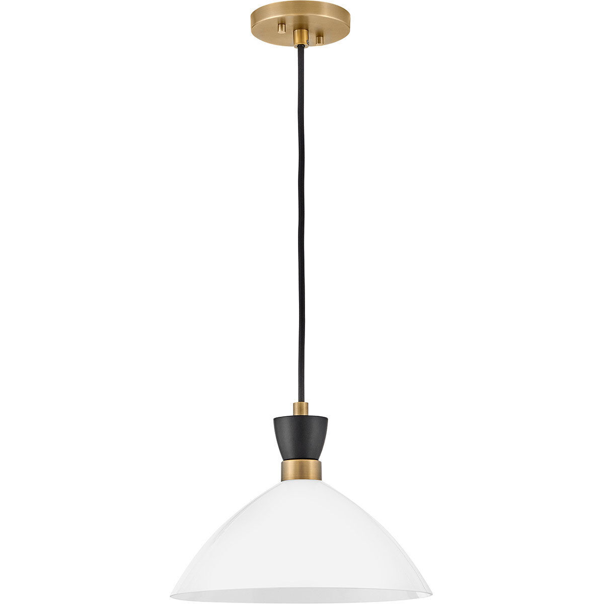 Simon 1 Light 13 inch Black with Heritage Brass Pendant Ceiling Light in Cased Opal