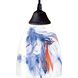 Classico 1 Light 5 inch Dark Rust Mini Pendant Ceiling Light in White And Blue Art Glass