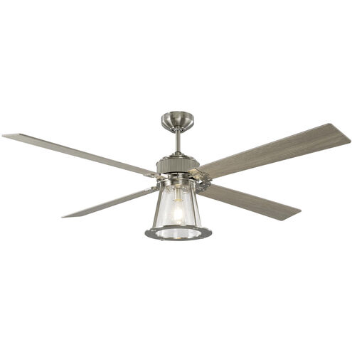 Rockland 60 inch Brushed Steel with Washed Oak/Silver Blades Indoor-Outdoor Ceiling Fan