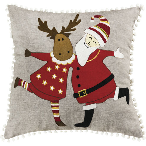 Celebration on Ice Gray with Red Holiday Pillow