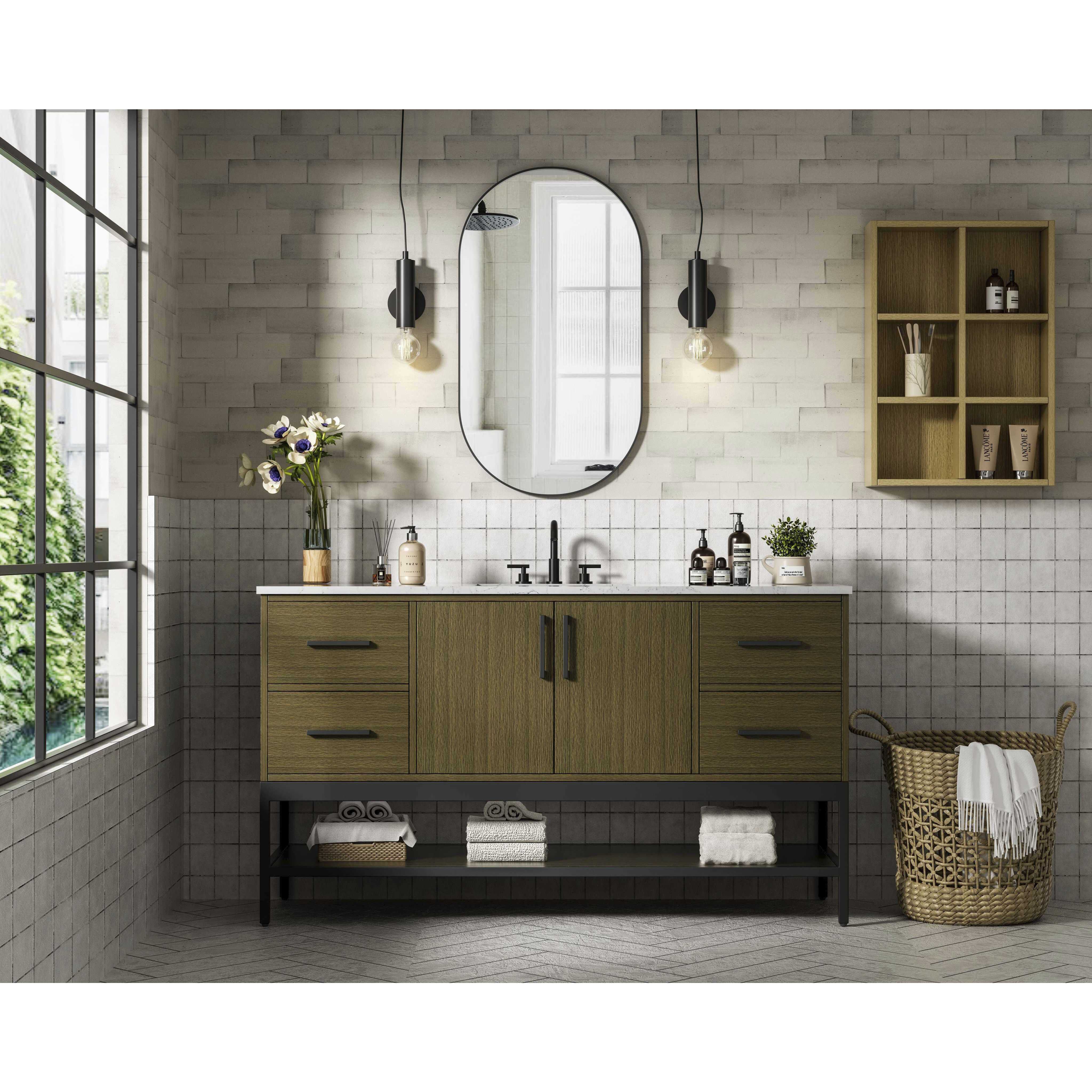 Lennox 60 X 34 inch Chestnut Brown Bathroom Vanity Cabinet