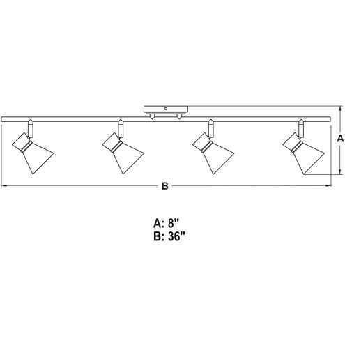 Alto 4 Light 120 Matte Black and Satin Brass Directional Light Ceiling Light