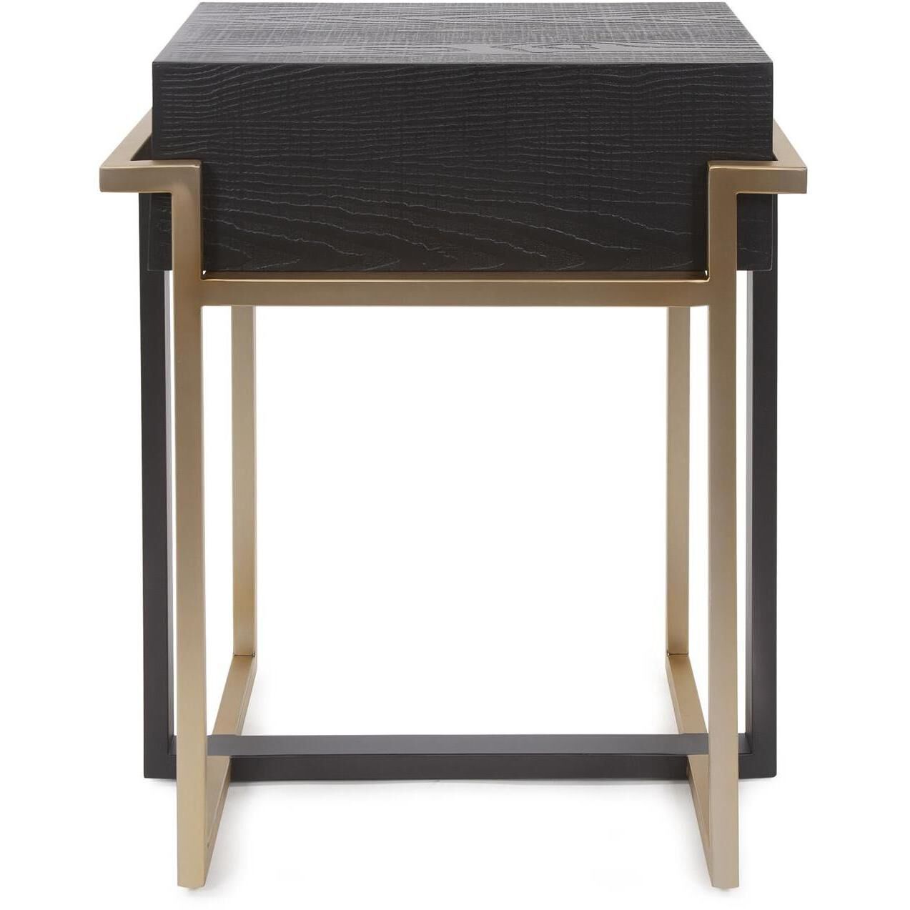 Evora 23.5 X 20 inch Matte Black and Gold Side Table