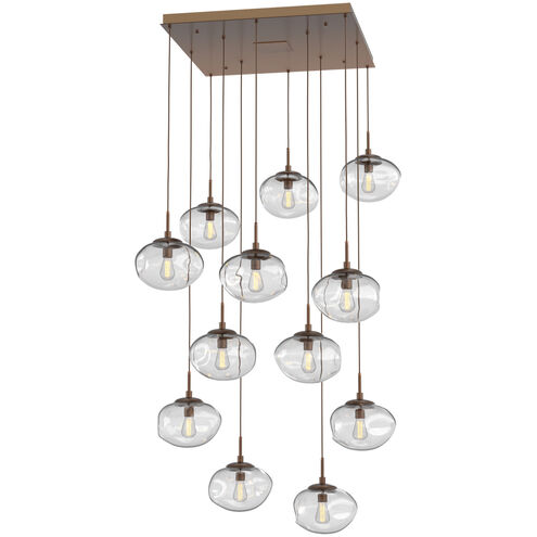 Nova Incandescent 12 Light Burnished Bronze Chandelier Ceiling Light, Square Multi-Pendant